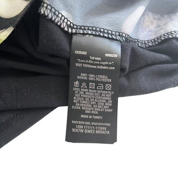 Ted Baker Villeaw Kensington Miraya Black Floral Print Short Sleeve Tee Size 2 - Picture 7 of 9